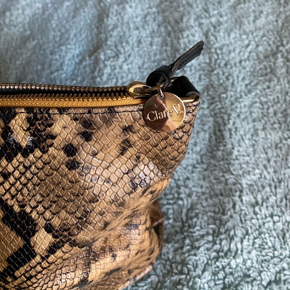 Clare V. Attaché Snake Embossed Goatskin Tote - Picture 13 of 16